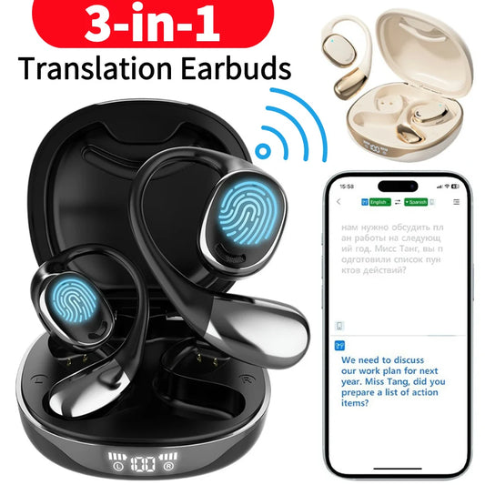Dispositivo de traducción de idiomas 3 en 1 144 idiomas y acentos Auriculares de traducción bidireccional en tiempo real Sonido HD para viajes de negocios
